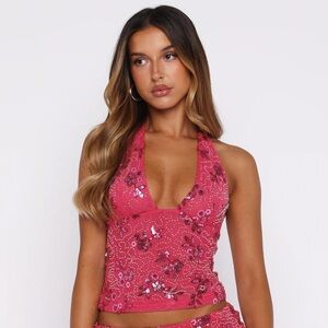 You Can Be Mine Beaded Top Pink (white fox S)